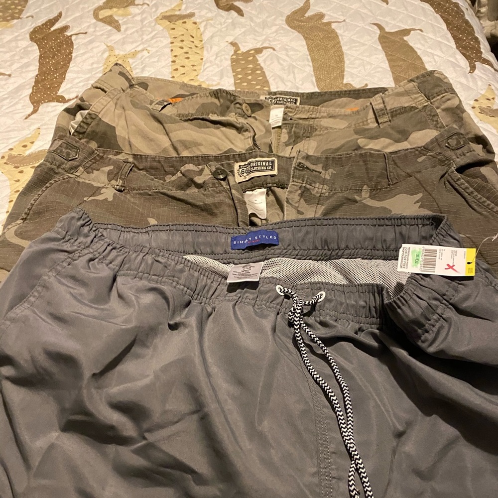 2 pairs of short and one pair of swim trunks